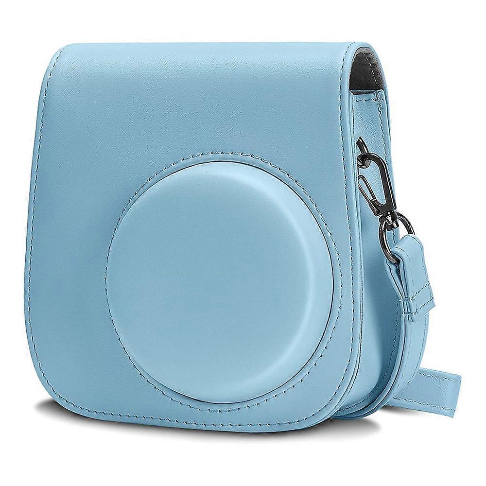 PU Leather Camera Case for Instax Mini 11 Instant Camera with Adjustable Strap and Bag (Blue)