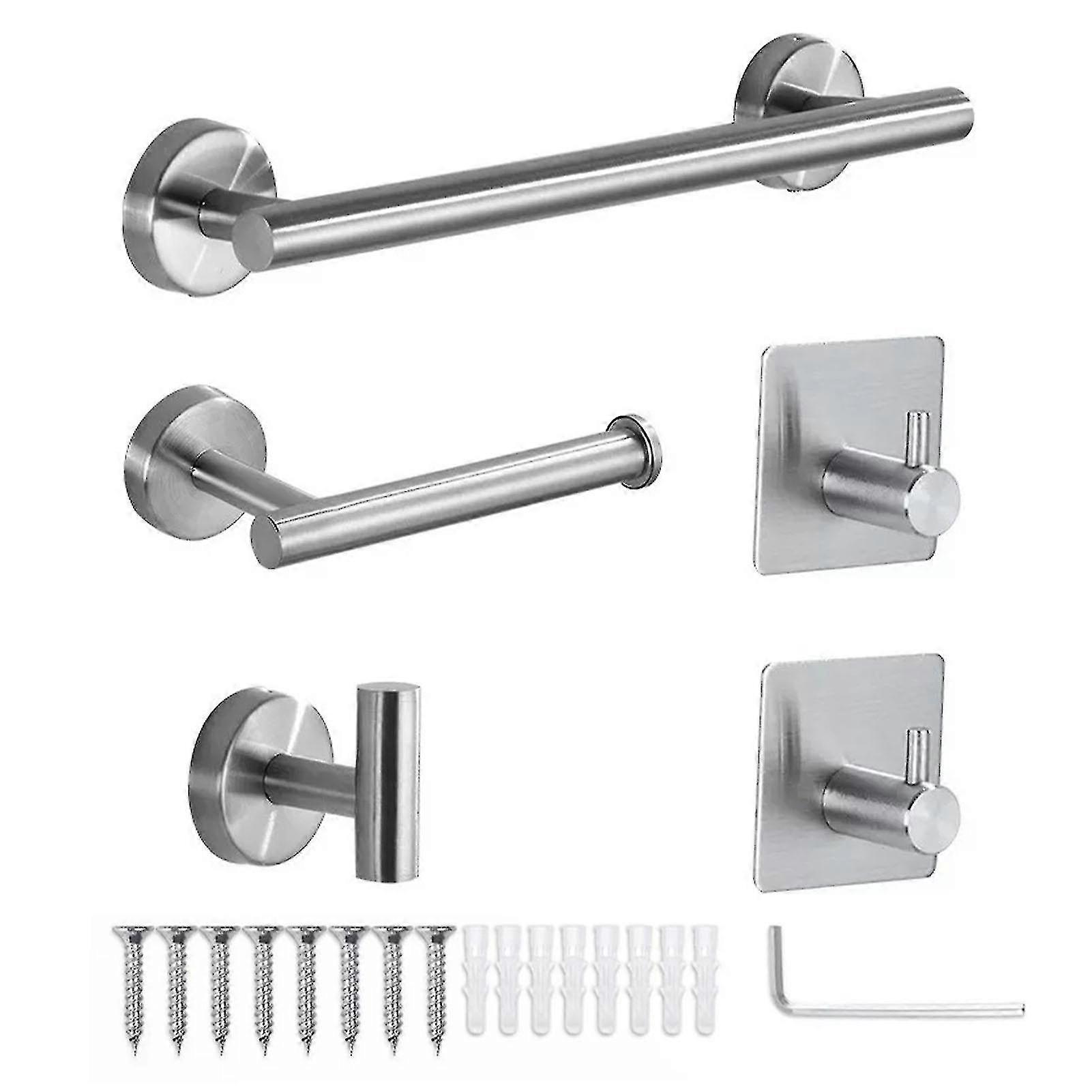 Bath Ware Accessories Set - Towel Rack, H, Hook - Silver