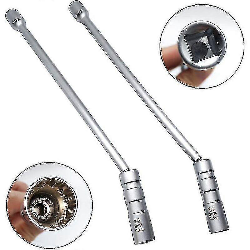 Pack Bougiesleutel 14mm, 16mm, 12-punts Extended Magnetic Spark Plug Socket | Flexibele 3/8 " universele socketsleutelverwijderingstool