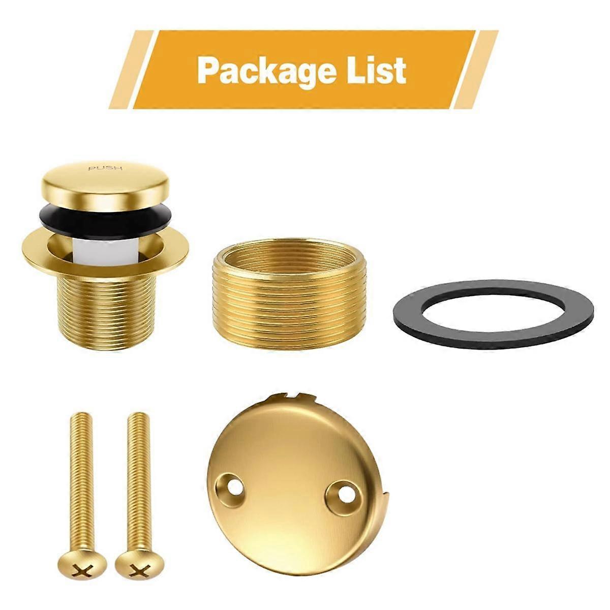 Chrome Tip-Toe Bathtub Drain & Overflow Trim Kit - Universal Fit For 2-Hole Tubs, Brass & Stainless Steel