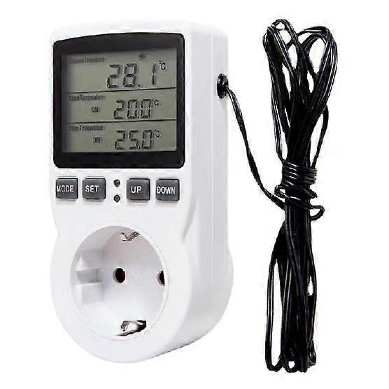 Digital Temperature Controller Outlet Day Night Thermostat EU Plug Socket with Sensor Timer Regulator for Reptile Greenhouse Brewing Refrigerator