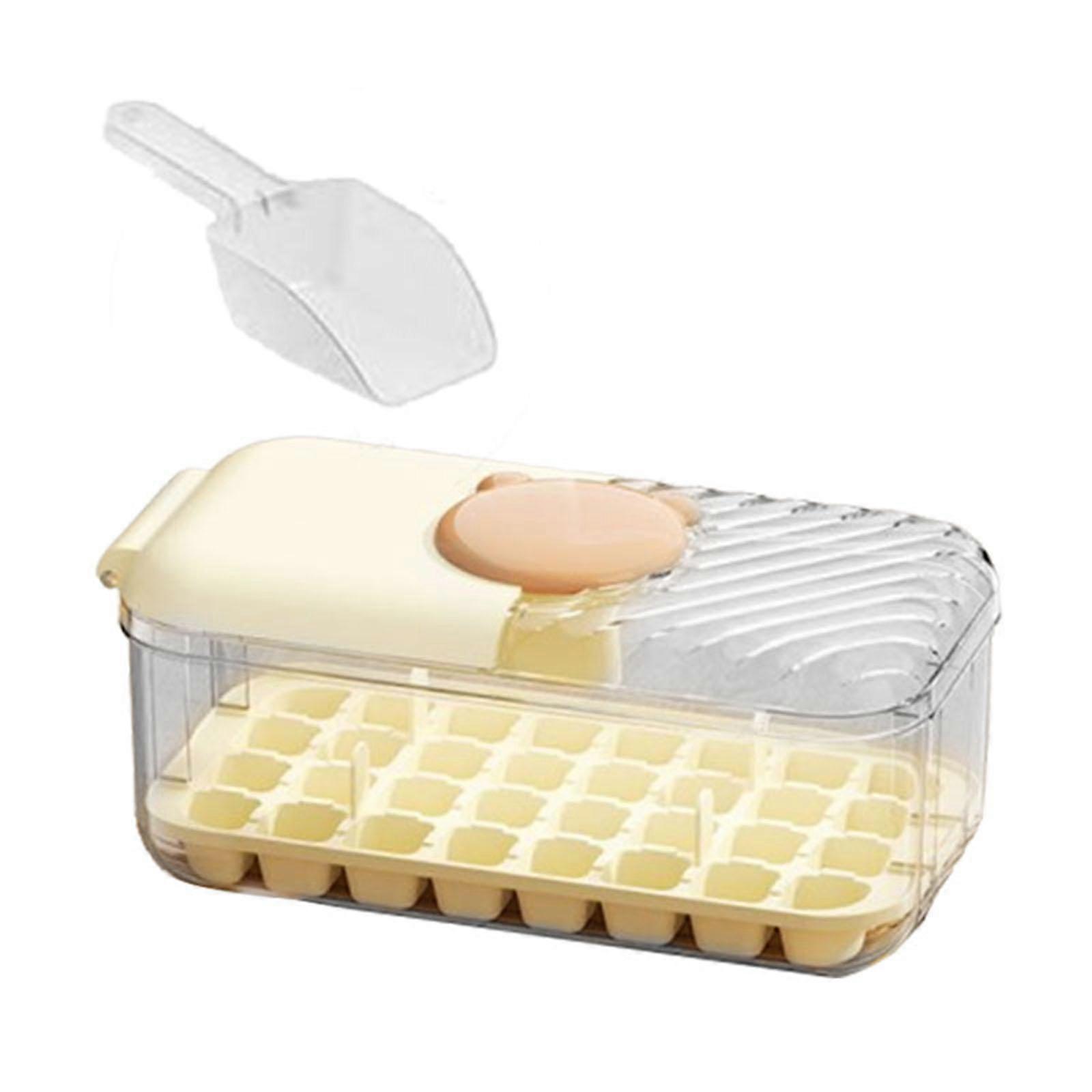 Ice Tray Space Saving Reusable with Lid and Box for Freezer Cocktails Party Cream 32 Grids