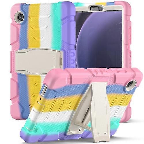 For Samsung Galaxy Tab A9 3-Layer Protection Screen Frame + PC + Silicone Shockproof Combination Tablet Case with Holder