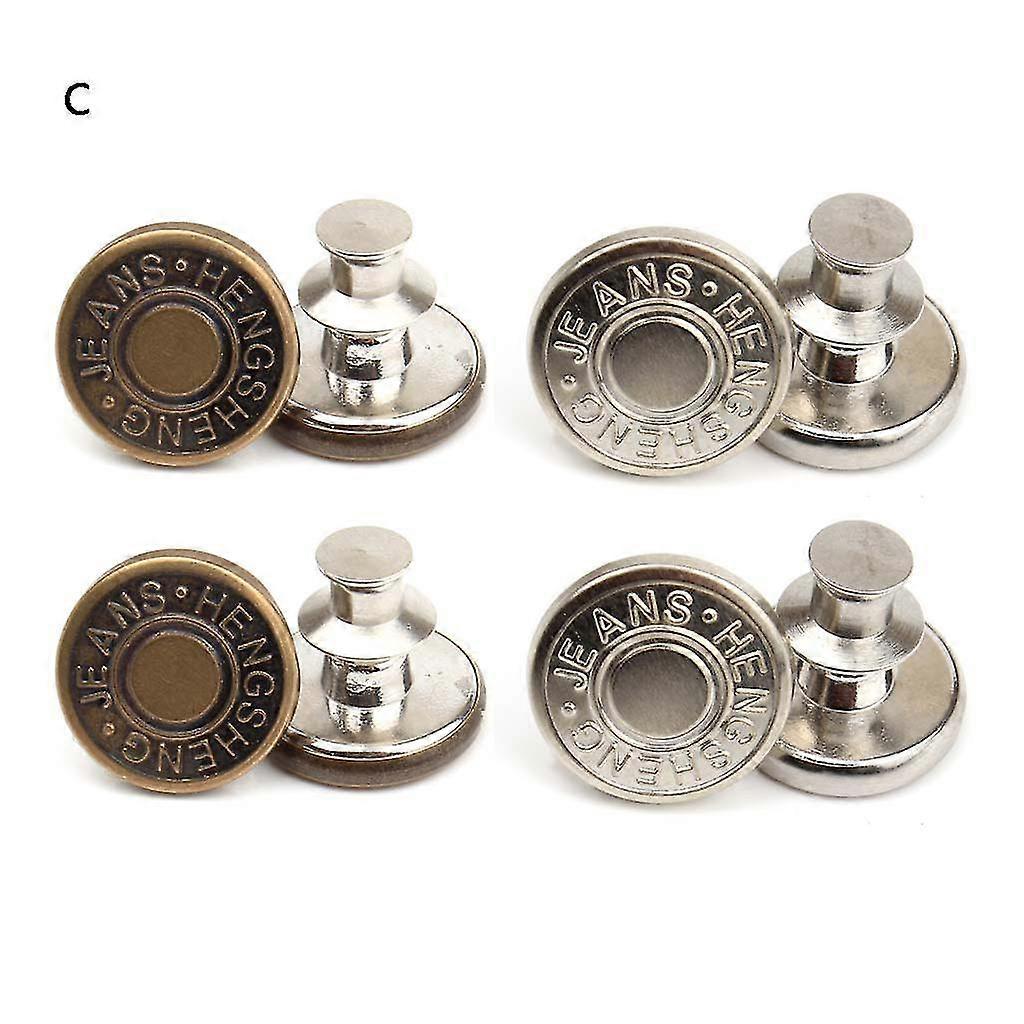 8 Pcs/set Metal Jeans Buttons Pins Instant Replacement Secure-lock Fasteners