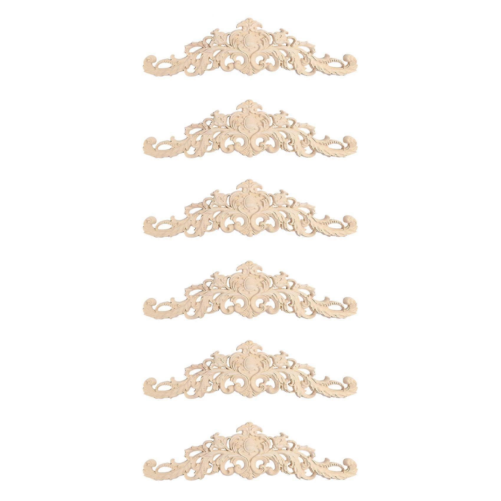 6pcs Wood Decorative Long Carved Onlay Applique Furniture Corners Ornament Home Door Bed Decor 30 X