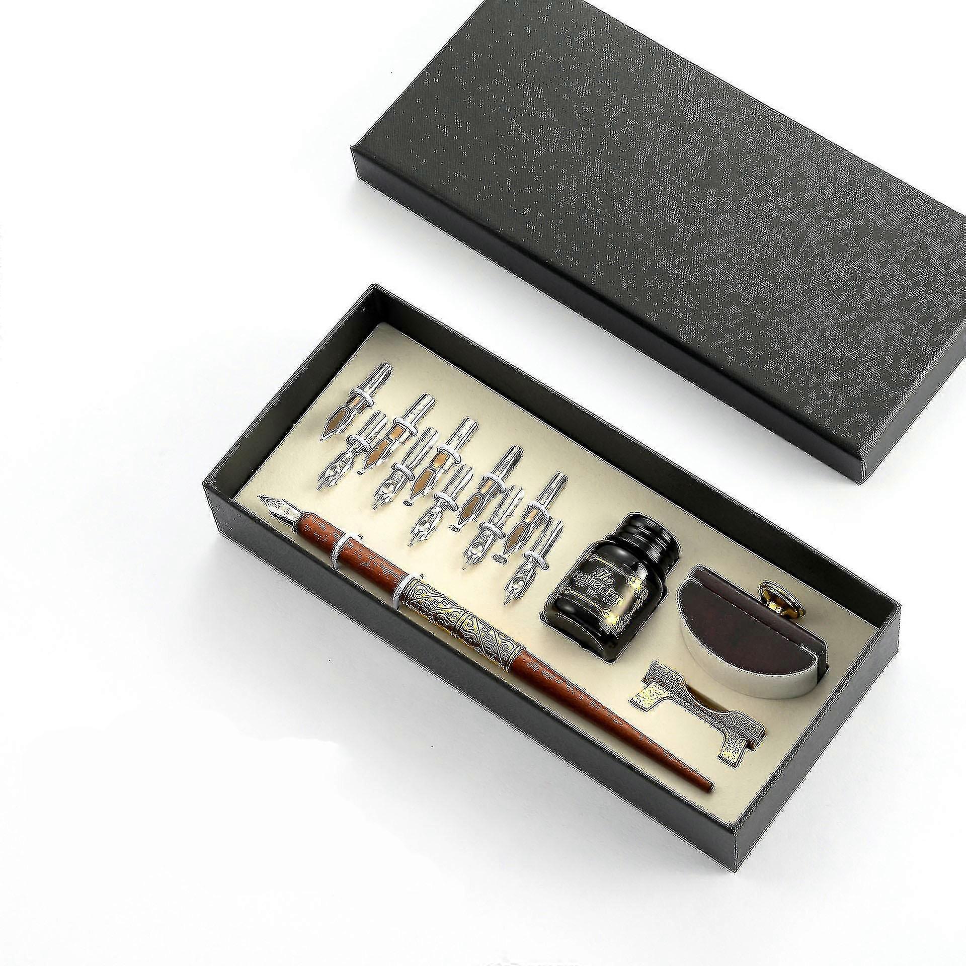 Calligraphy Pen Set - Fountain Dip Pen And Ink Writing Pen With 10 Nibs Double Pole
