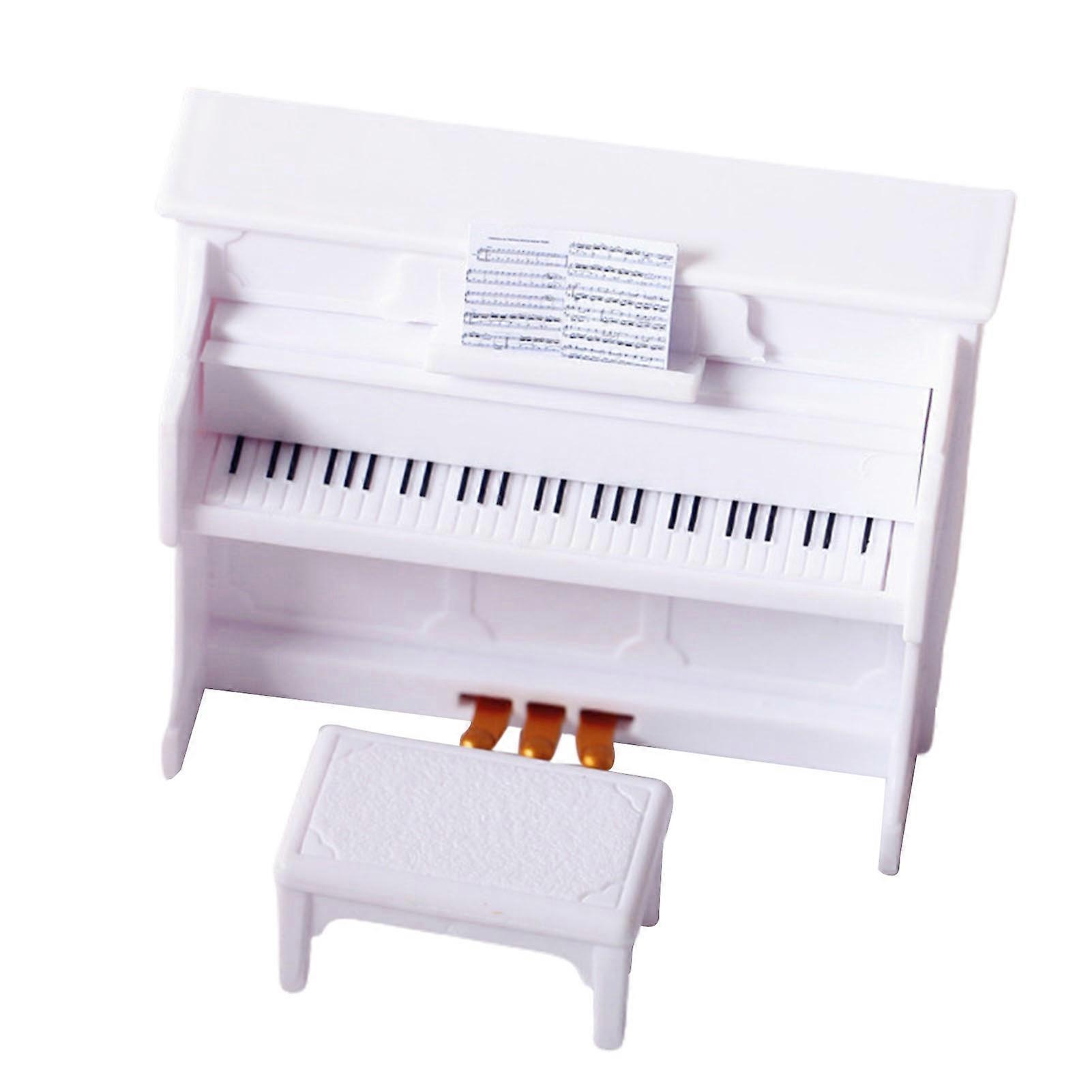 3 Adet / Takım Yaratıcı Mini Grand Piyano Minyatür Piyano Tabure ile DIY El Yapımı Dollhouse Minyatür Ev KAESI