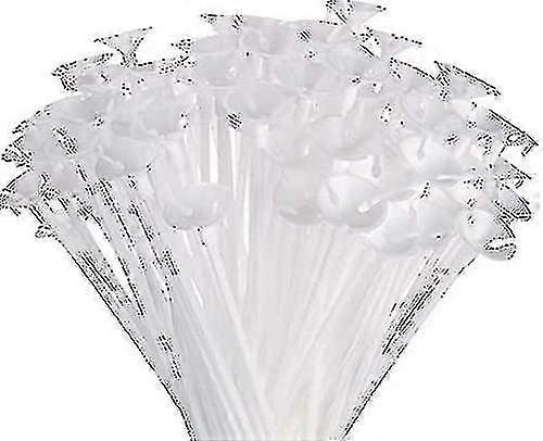 バルーンスティック 100本 プラスチック製 厚手 丈夫 乳白色 スティックホルダー カップ付き パーティー装飾用