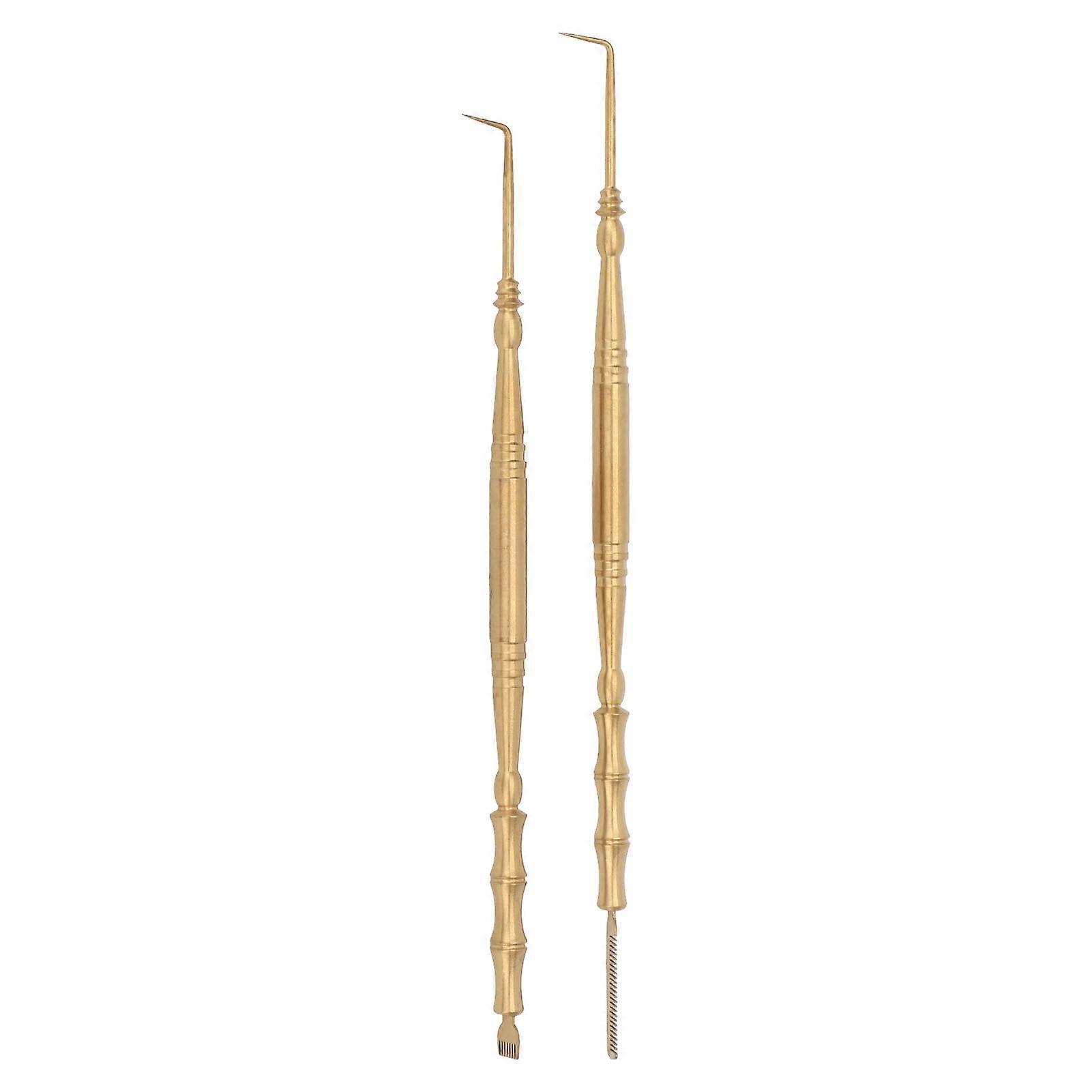 2pcs Eyelash Lift Tool Bamboo Joint Shape Handle Double Head Lash Perm Tool with Comb for Perming Eyelashes Gold