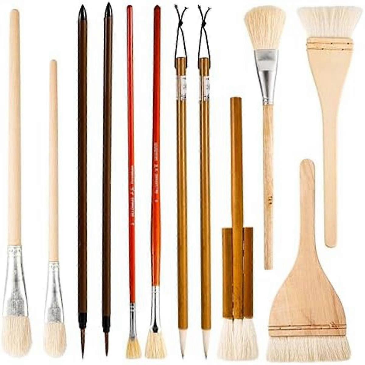 12Pcs Ceramic Glaze Brush Set,Pottery Glaze Brushes Acrylic Watercolor for Drawing Artists Painting