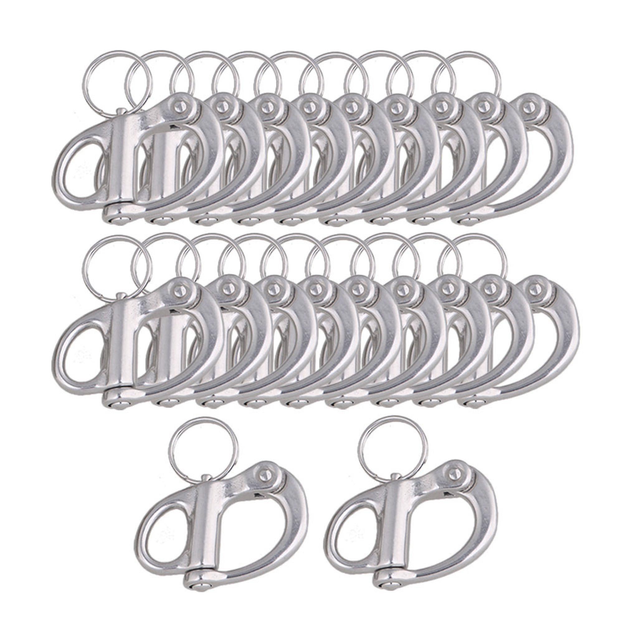 Lifting Hooks, Clamps Shackles 20pcs 304 Stainless 3.5cm Rigging Sailing Fixed Bail Snap Shackle Hard Silver