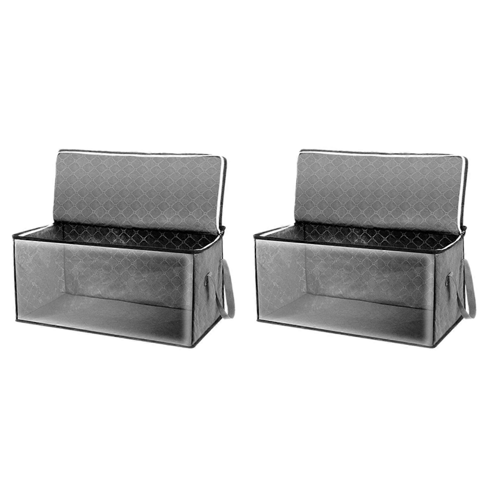 4PCS Quilt Organizer Box Foldable Portable Closet Stackable Bins Non Woven Clothes Storage Blankets