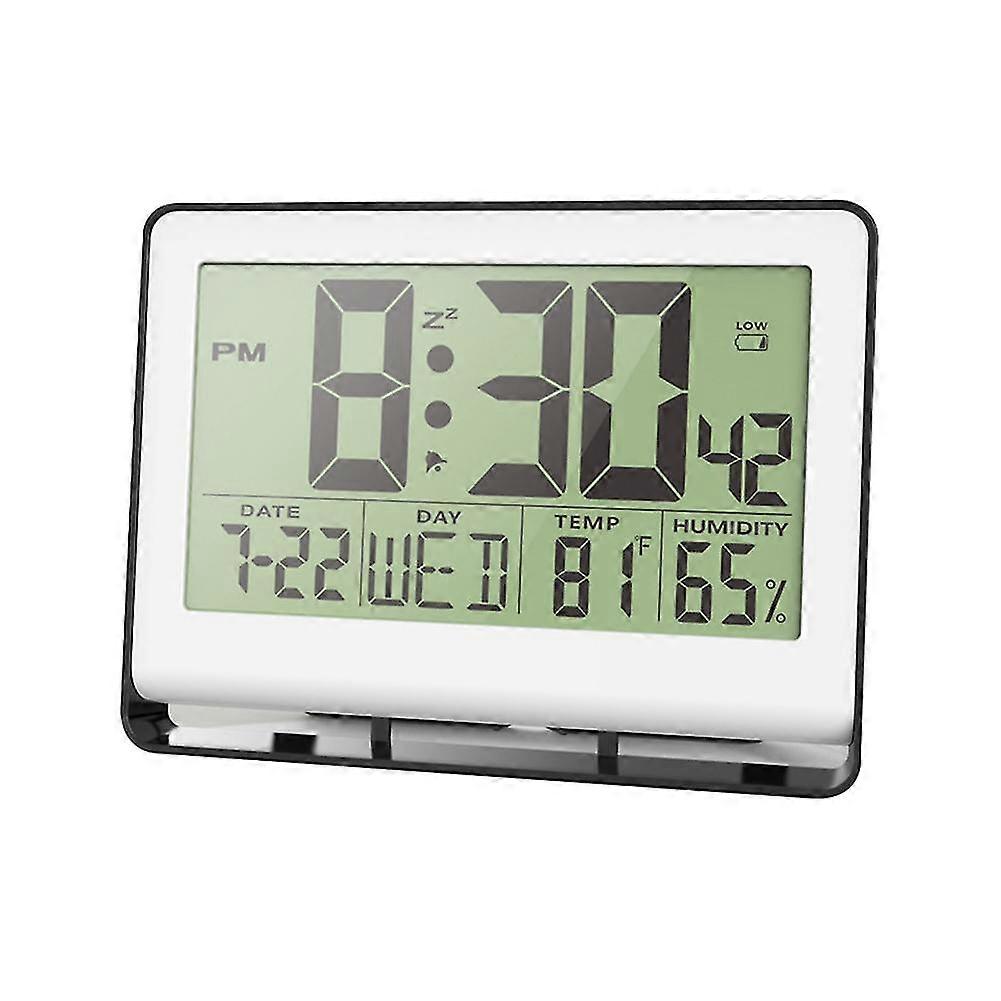 Atomic Clock with Indoor Temperature and Humidity,Self-Setting Digital Wall Clock or Desk Clock,Bat