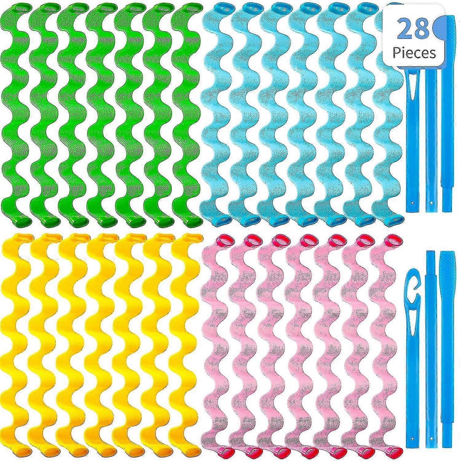 24pcs Hair Curlers Spiral Curls No Heat Wave Styling Kit