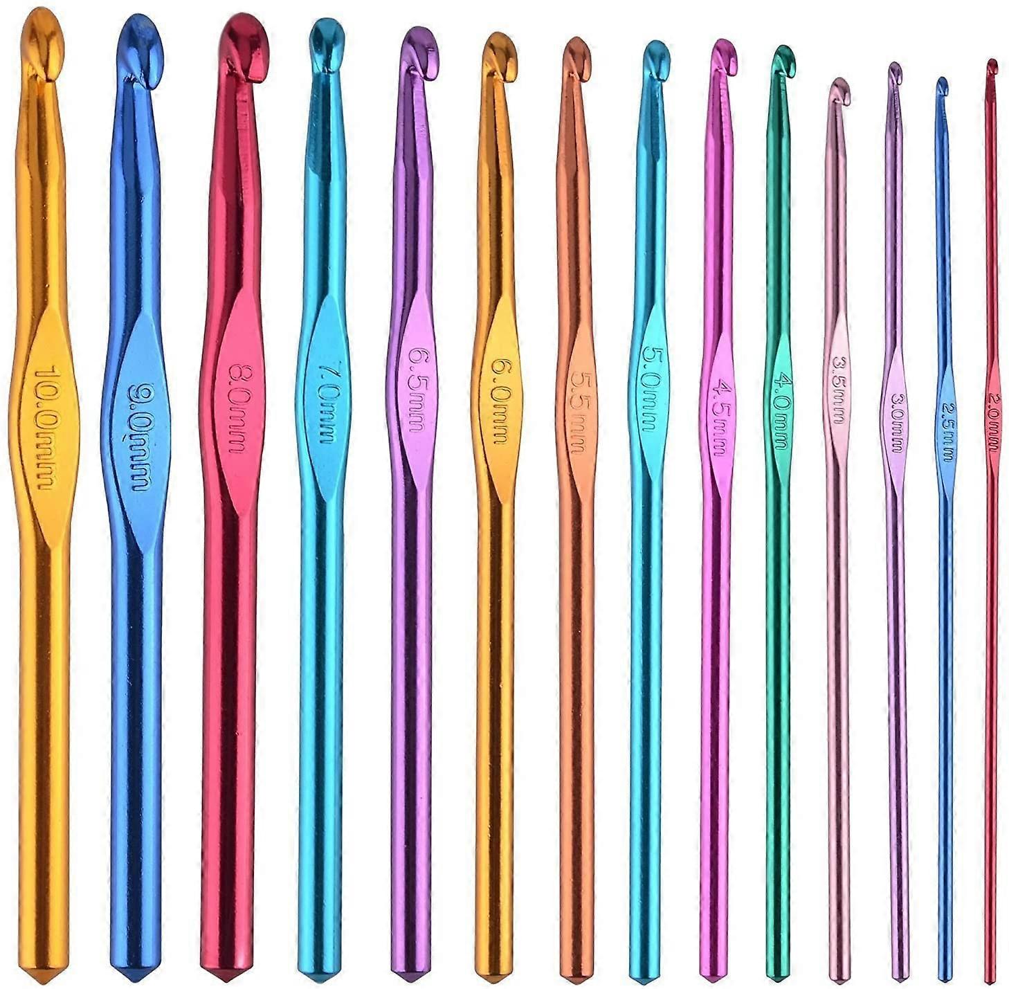 14 pcs Multicolor Aluminum Crochet Hooks