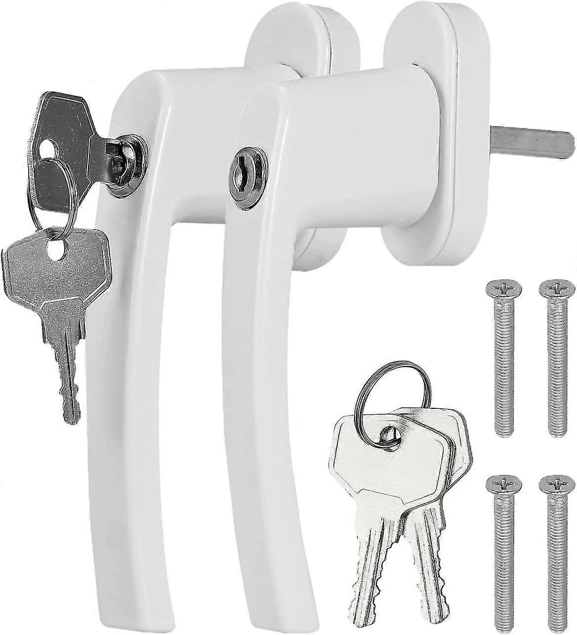 New Child Window Handles, 2 Pcs Aluminum Lockable Window Handle With 4 Keys, Kid Safety Window Handle