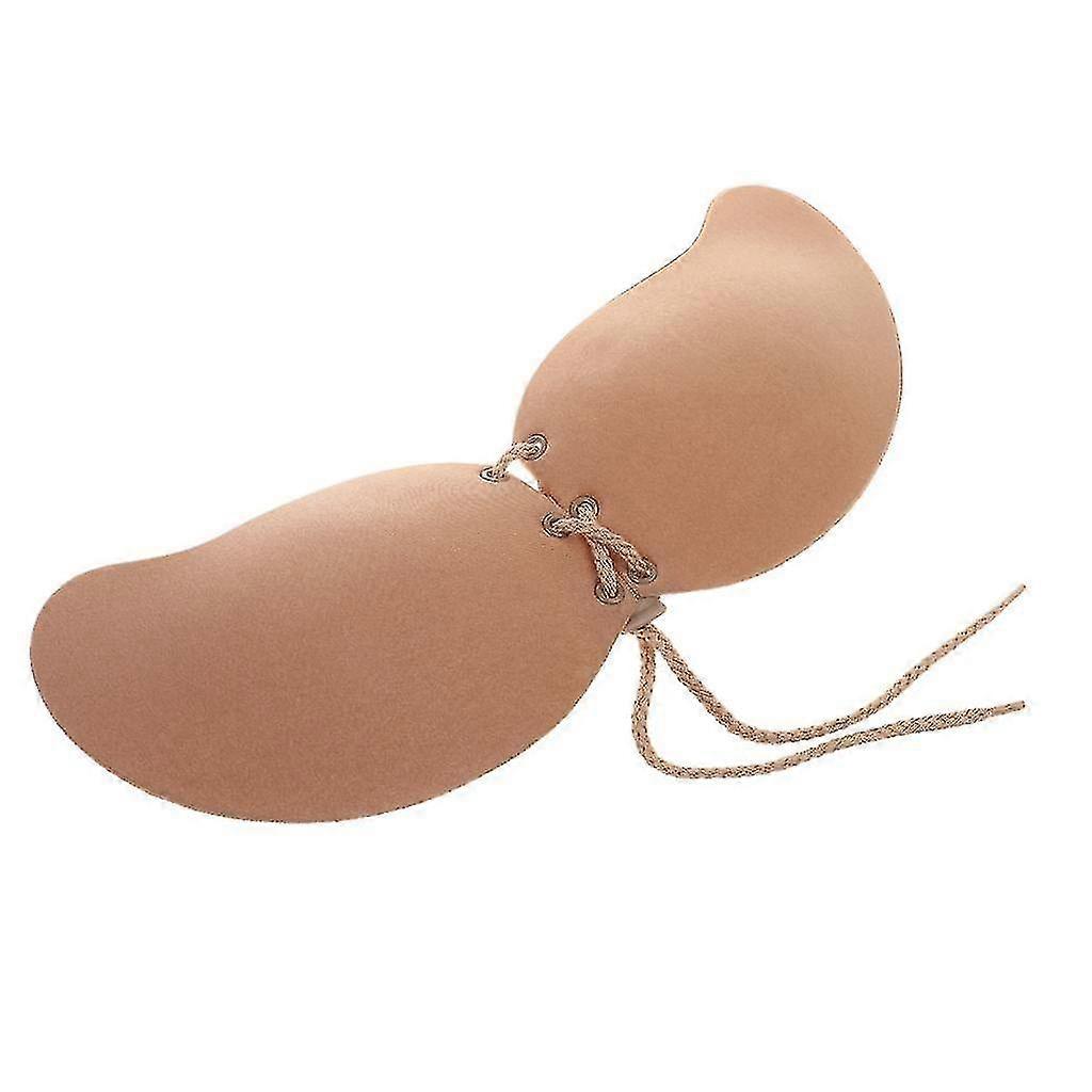 Silicone Adhesive Stick Push Up Strapless Invisible Backless Bra A Beige-CE