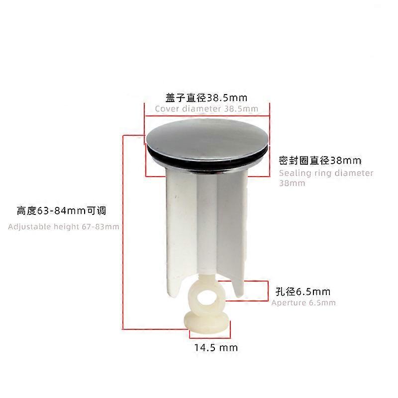 Universal Sink Stopper, 40mm Drain Plug, Height Adjustable, Brass, Rubber