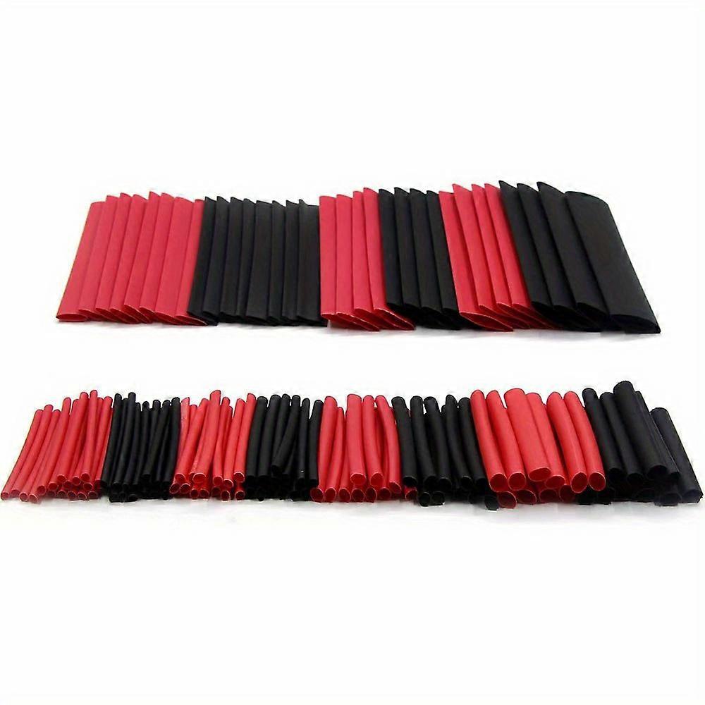 127pcs Heat Shrink Tubing Assortment - Black and Red Polyolefin Tubes for Car Cables and Wires - 2:1 Shrink Ratio - Easy to Use and Durable