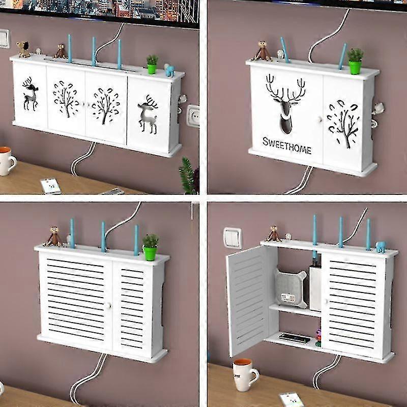 Large Wireless Wifi Router Shelf Storage Boxes Cable Power Plus Wire Bracket