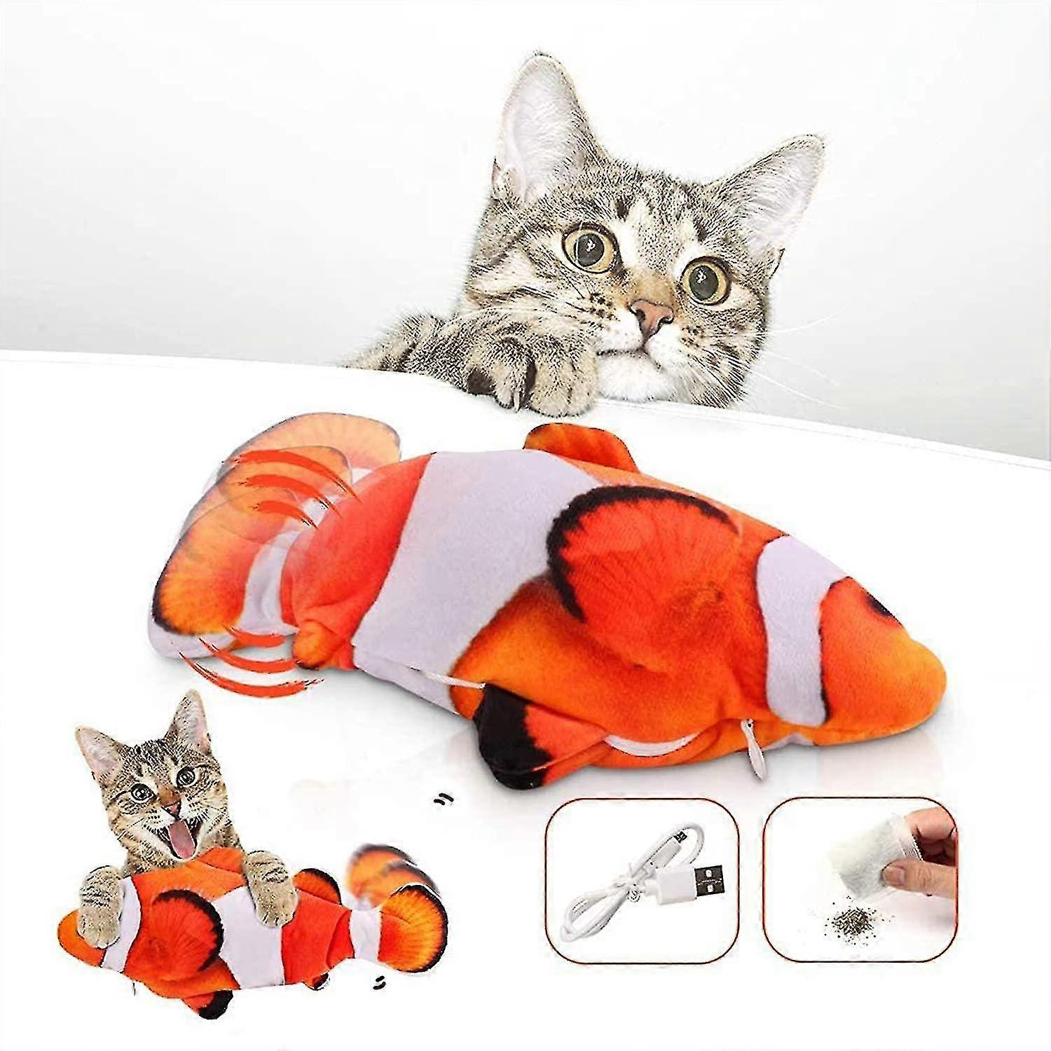 Pet Toy Cat Simulation Swing Fish, Rechargeable And Washable