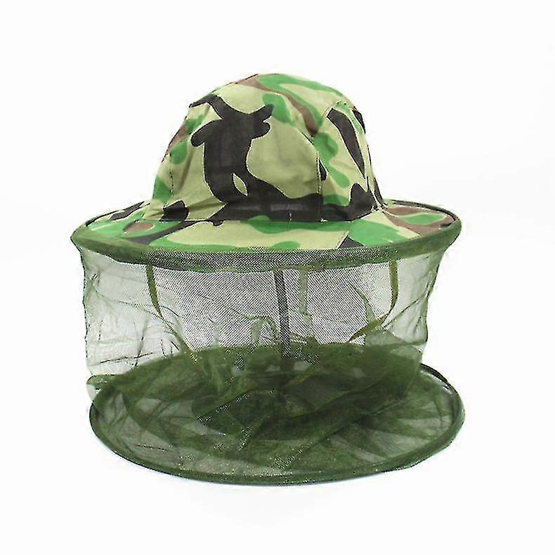 Bee Keeping Protective Bee Hat Anti Bee Two-layer Head Top Camouflage Veil Combo Bee Cap Bug Mesh Mask Protector