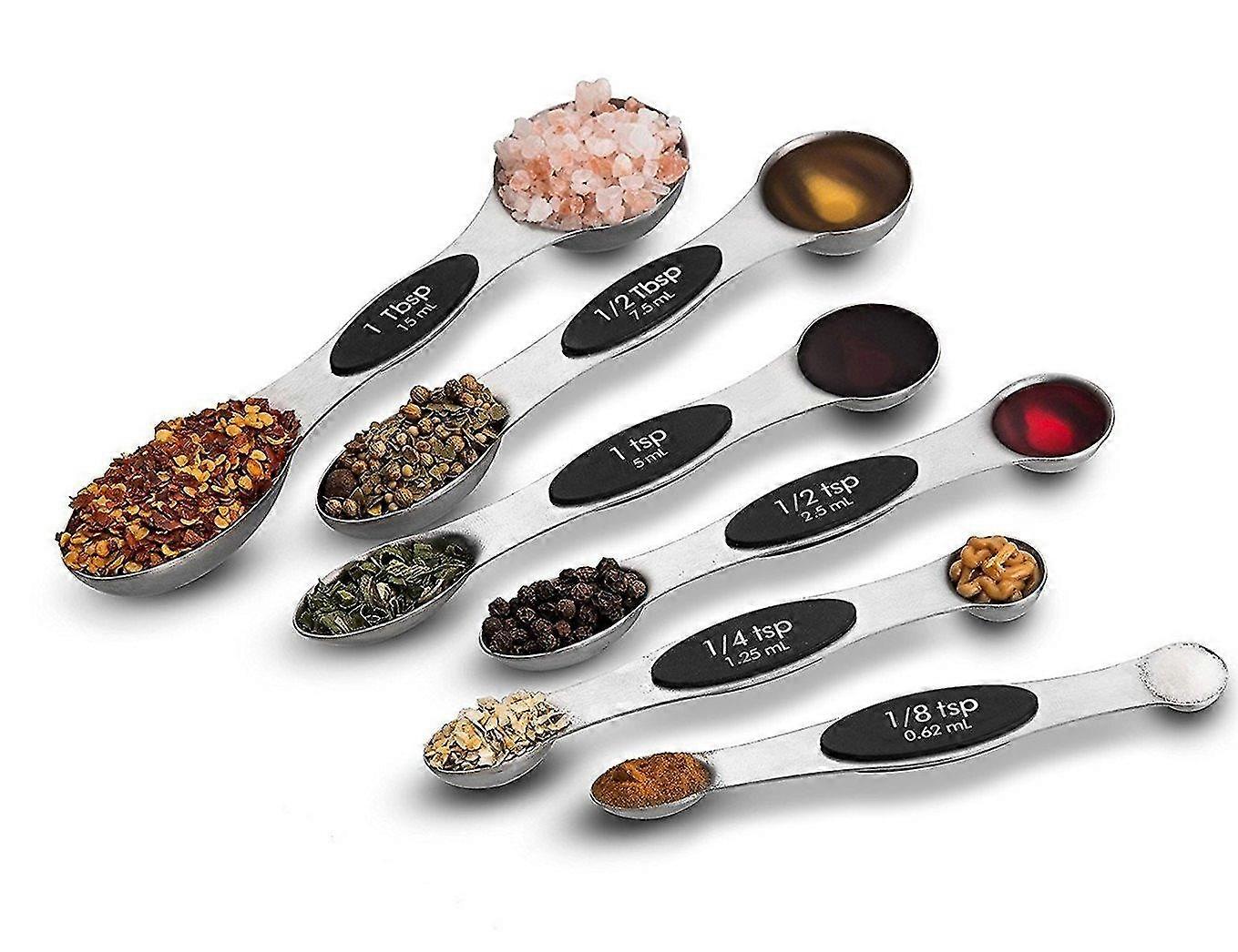 Measuring Spoons Set, Dual Sided, Less Steel Jars