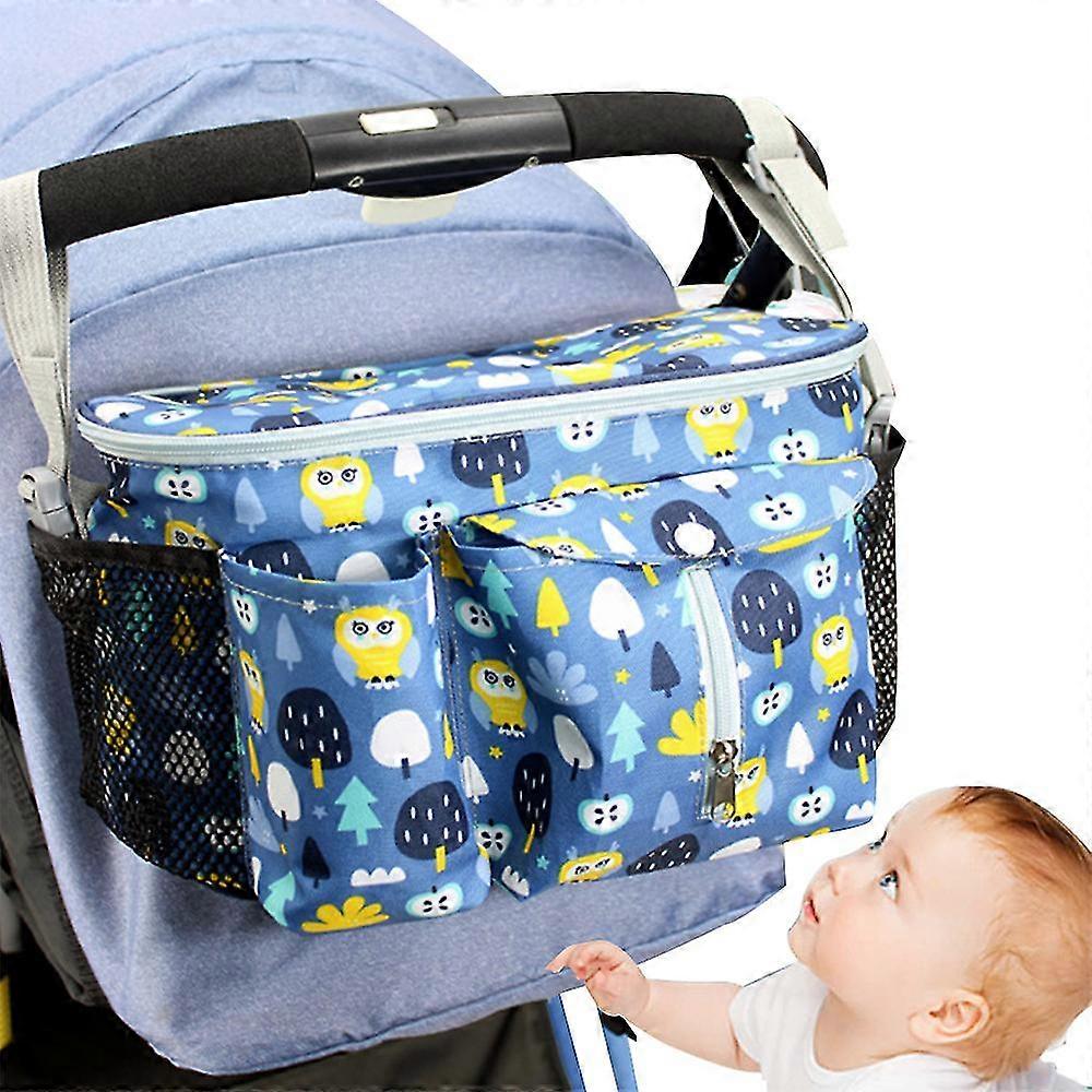 Stroller Organizer Bag for Mom, Baby Trolley Bag - Compatible with Most Strollers - Multifunctional Large Capacity 31x20x15cm Owl