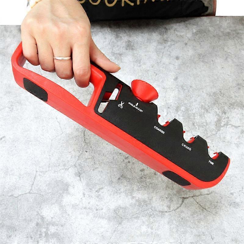 Kitchen Facilitative Sharpener Tool Angle Adjustable Five In One Knife Sharpener Black Red Professional