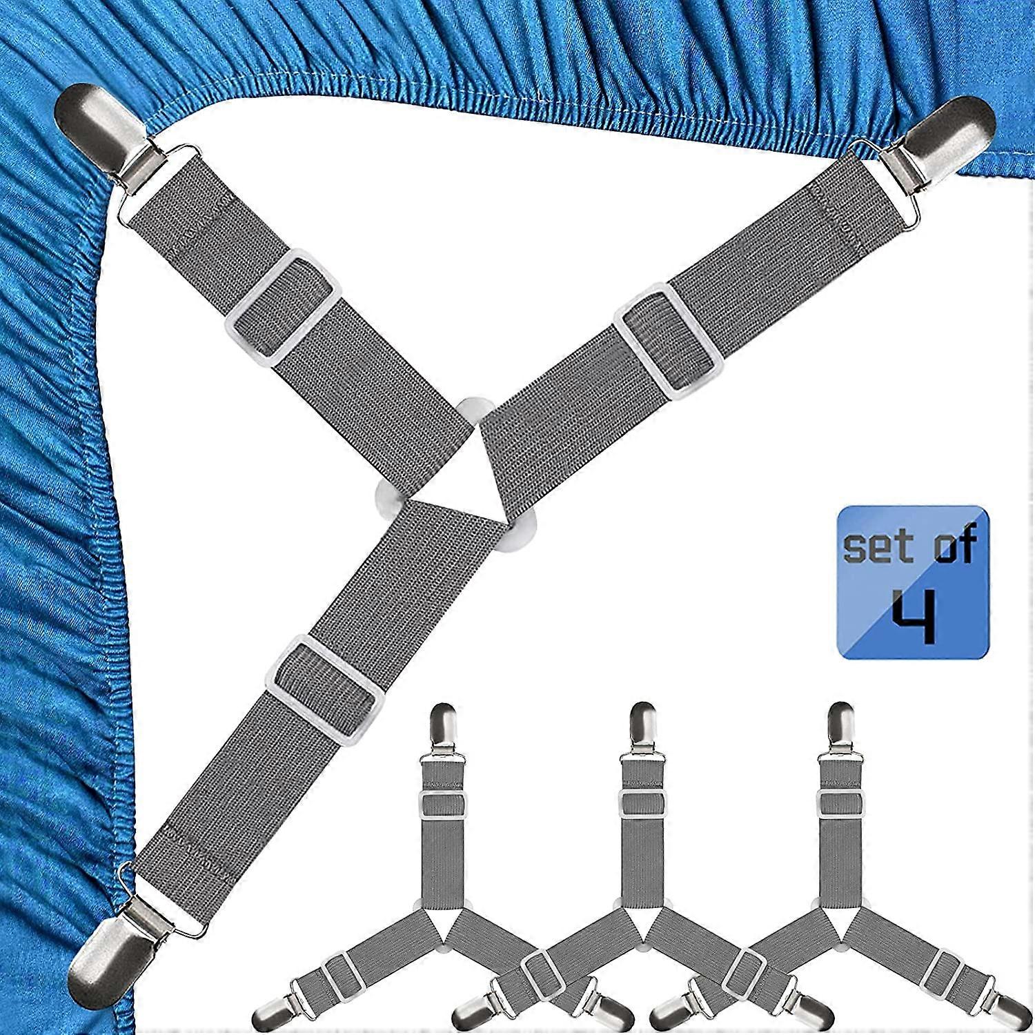 Bed Sheet Straps, Easy to Install Sheet Straps, Fitted Sheet Clips, Three-Way Sheet Fasteners
