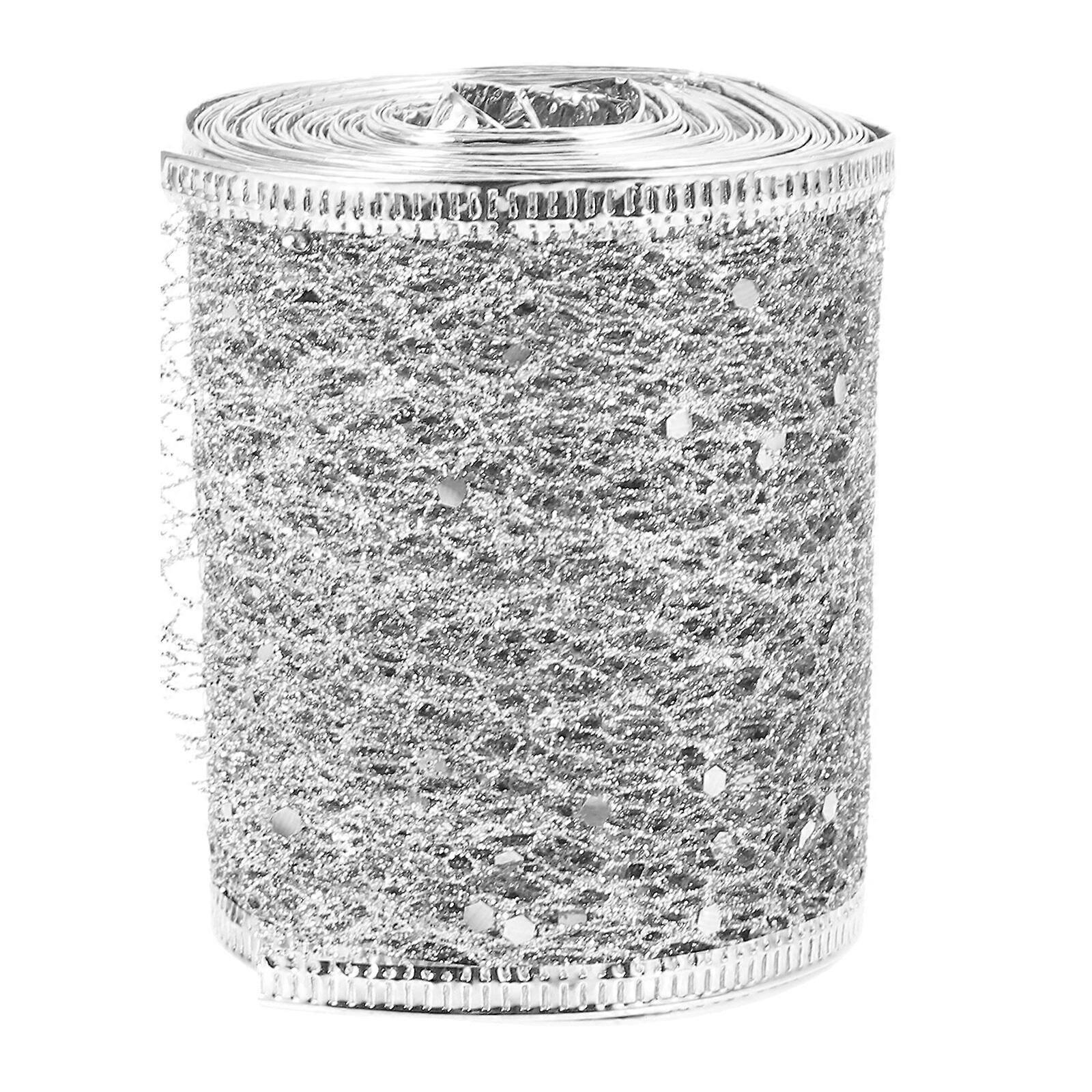 1 Roll of Glitter Mesh Ribbon Decorative Hollow Ribbon Classic Bowknot Making Ribbon