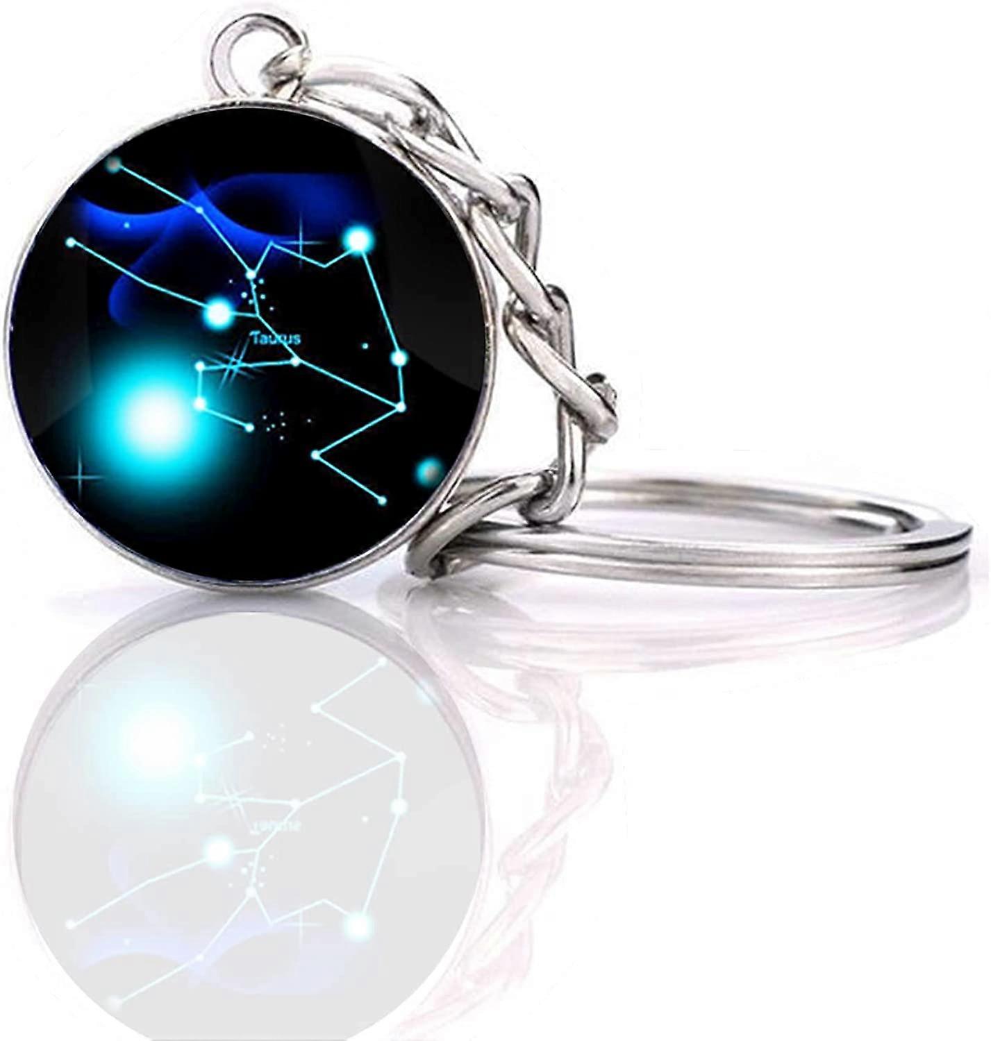 12 Constellation Glow In The Dark Creative Galaxy keychain, Taurus-1