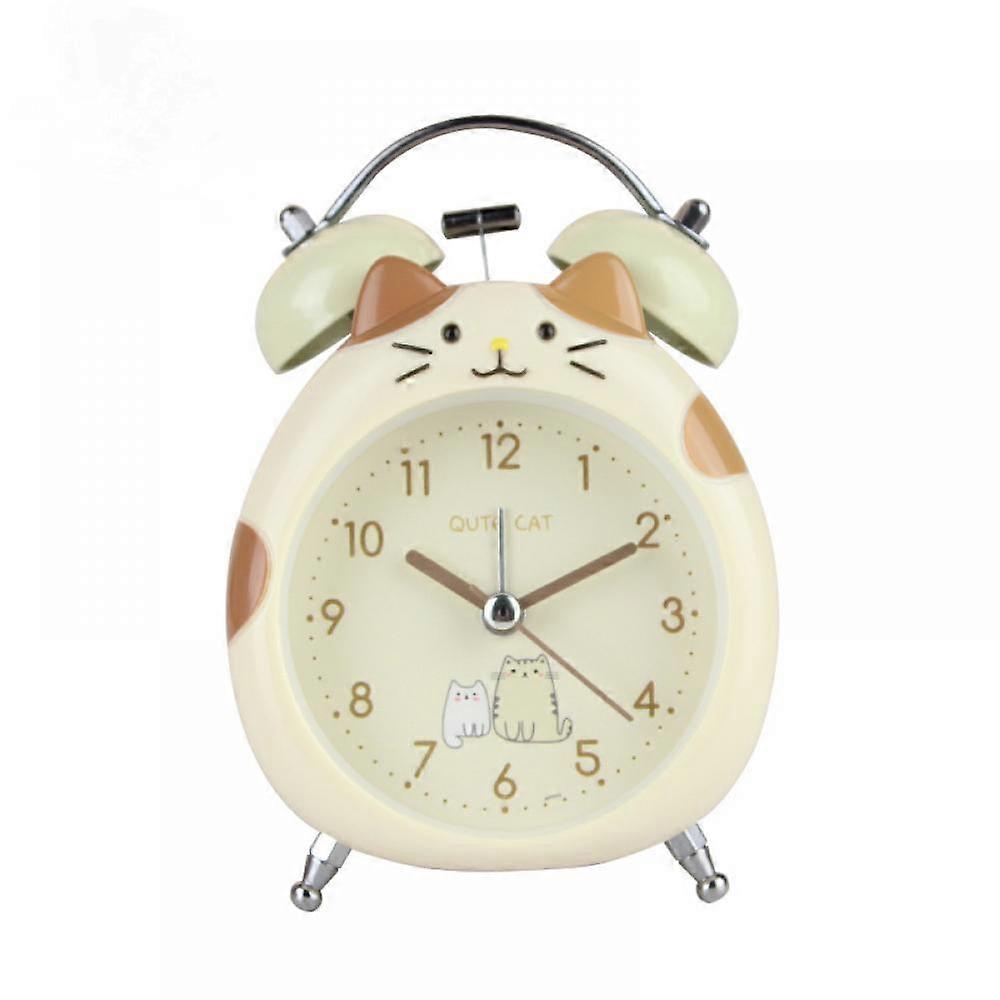 Väckarklockor för sovrum, fyrkantig väckarklocka, studentheminredning skrivbordsklocka (gul)