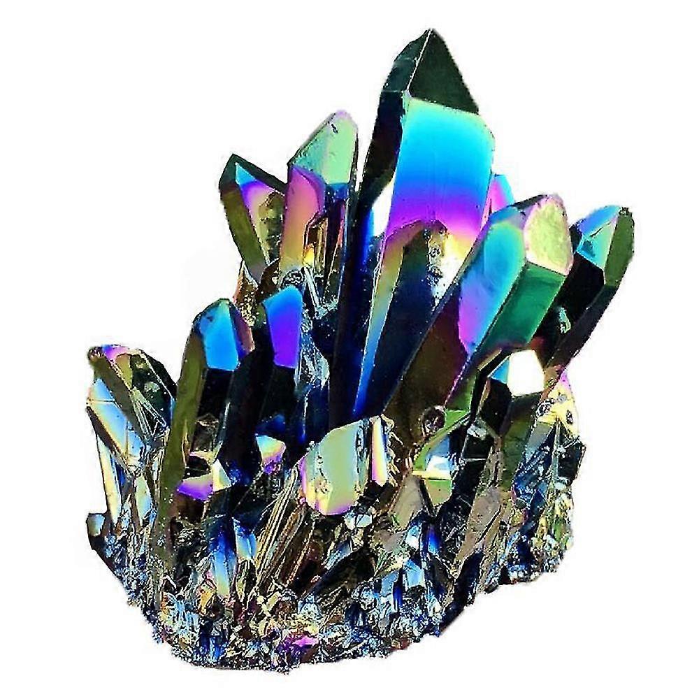 EA Natural Quartz Crystal Rainbow Titanium Cluster Mineralsten