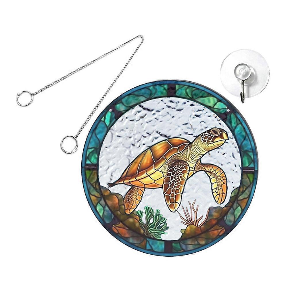 1 ensemble de pendentif attrape-soleil en acrylique teinté, imprimé tortue, décoration suspendue pour fenêtre