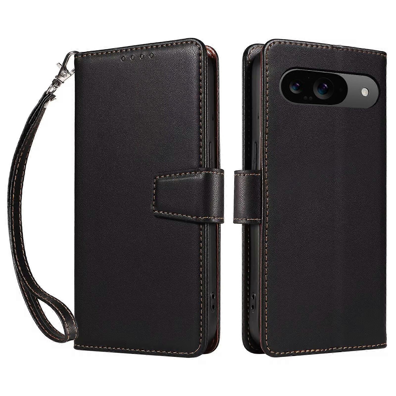 For Google Pixel 9 Case RFID Blocking Leather Wallet Flip Phone Cover with Wrist Strap