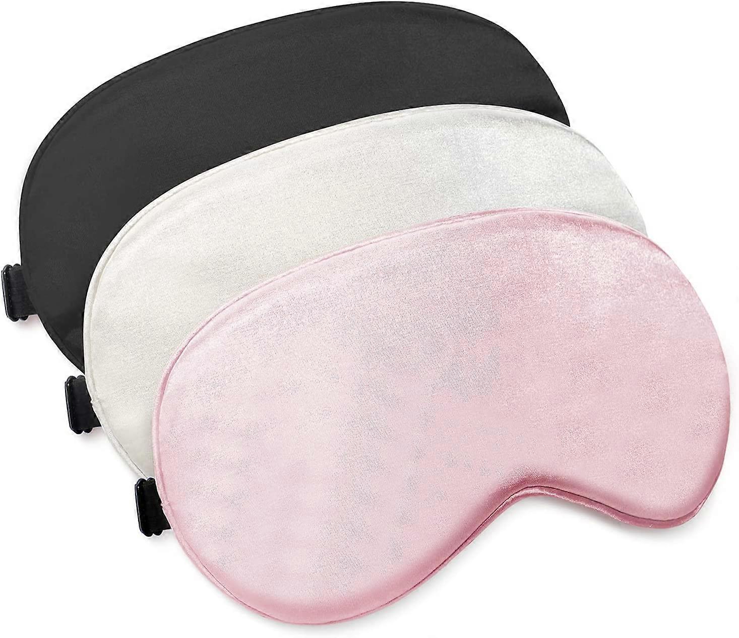 3 Pack Sleep Mask, with Adjustable Strap (Black+Gray+Pink)