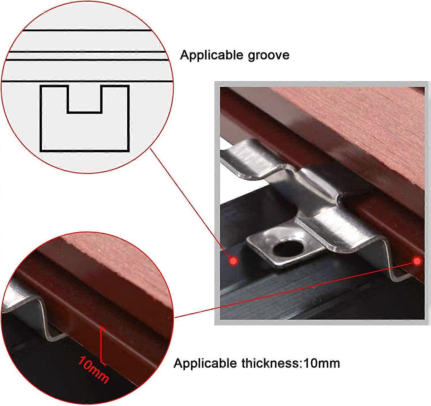 100 Pack Composite Deck Fixing Clips with Stainless Steel ScrewsHeight 1cm