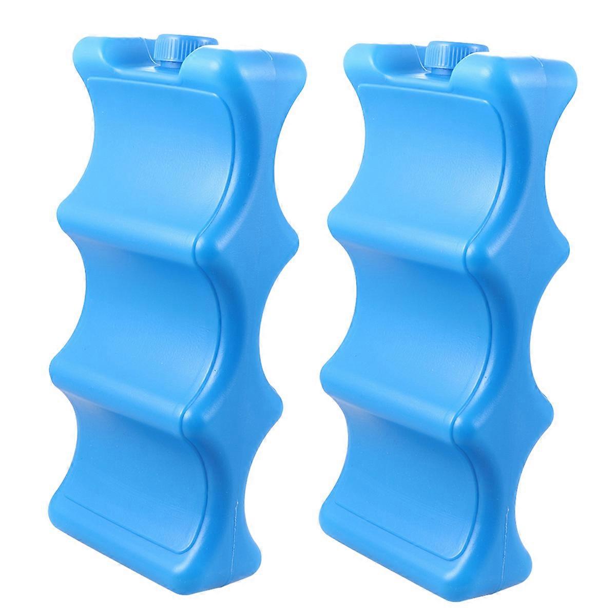 2pcs Reusable Ice Pack Wave Shape Breast Milk Storage Freezer Cooler Beverages Beer Container (Blue)