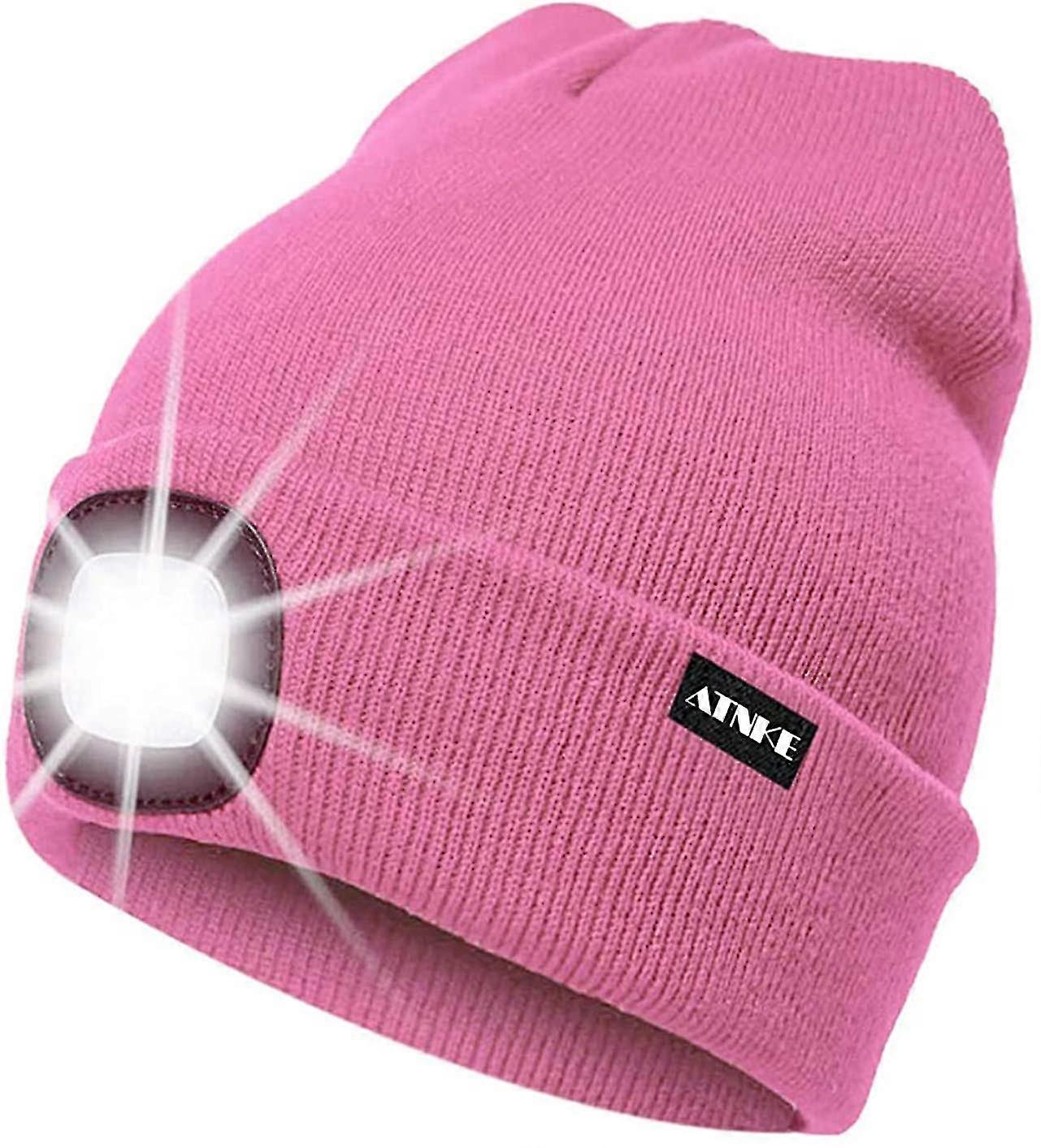 Lighted Beanie Cap Rechargeable Running Hat Ultra Bright 4 Led Waterproof Headlamp