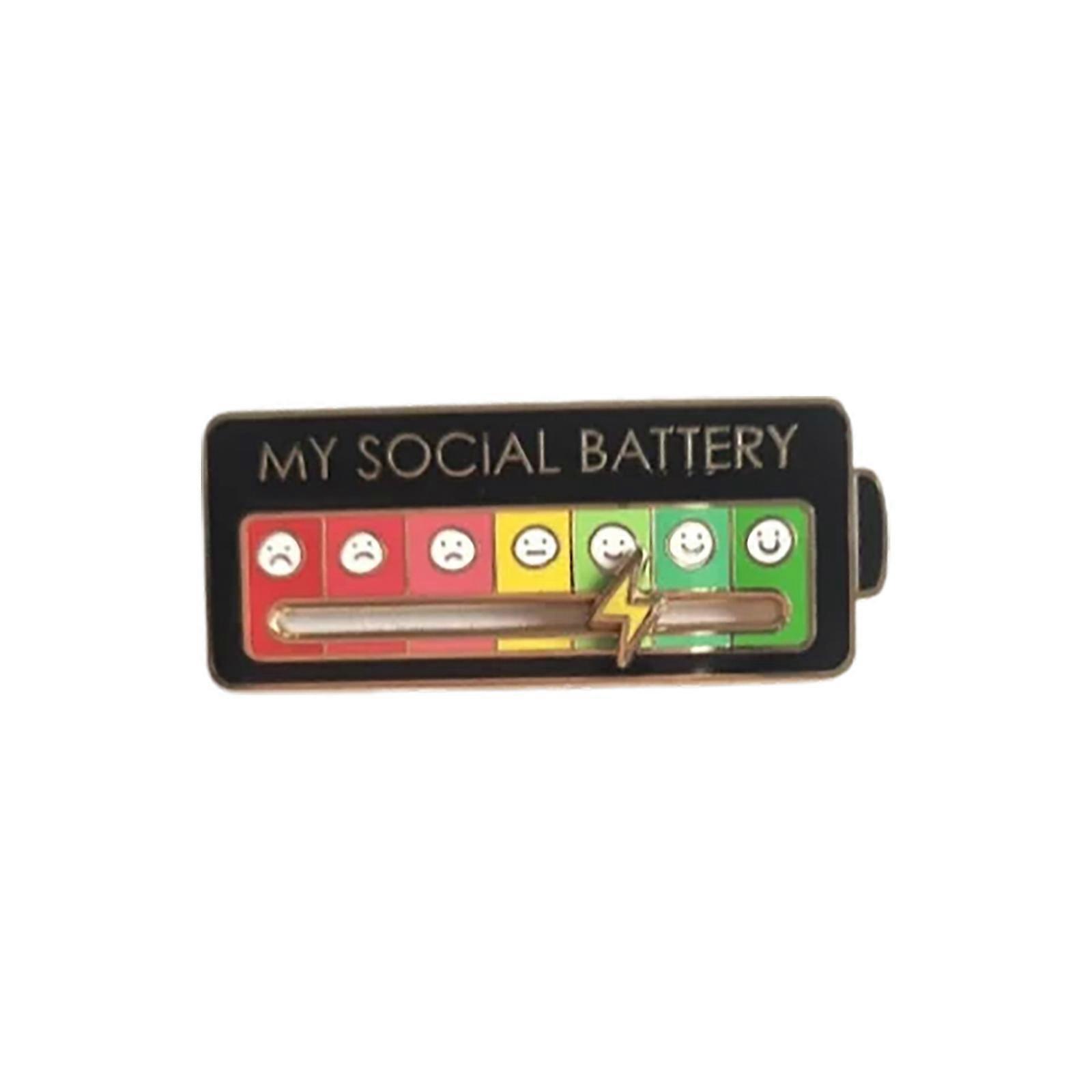 NEW Upgraded Social Battery creative lapel pin, fun enamel emotional pin 7 days a week Functional Aesthetic Brooch Funny Mood Interactive Enamel Pins