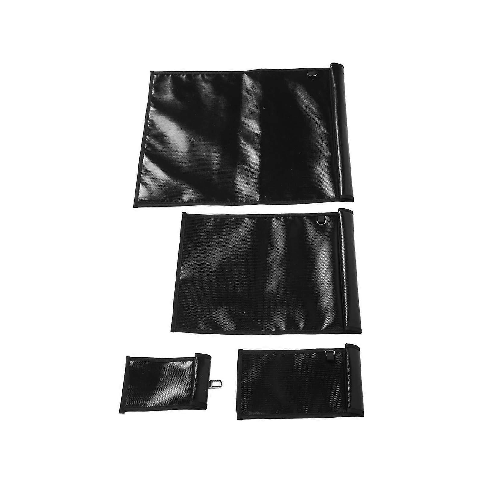 4Pcs Faraday Bag Black Portable Fireproof Waterproof Safe Reliable Faraday Signal Blocking Bag for Laptops Tablets Phone Car Keys 