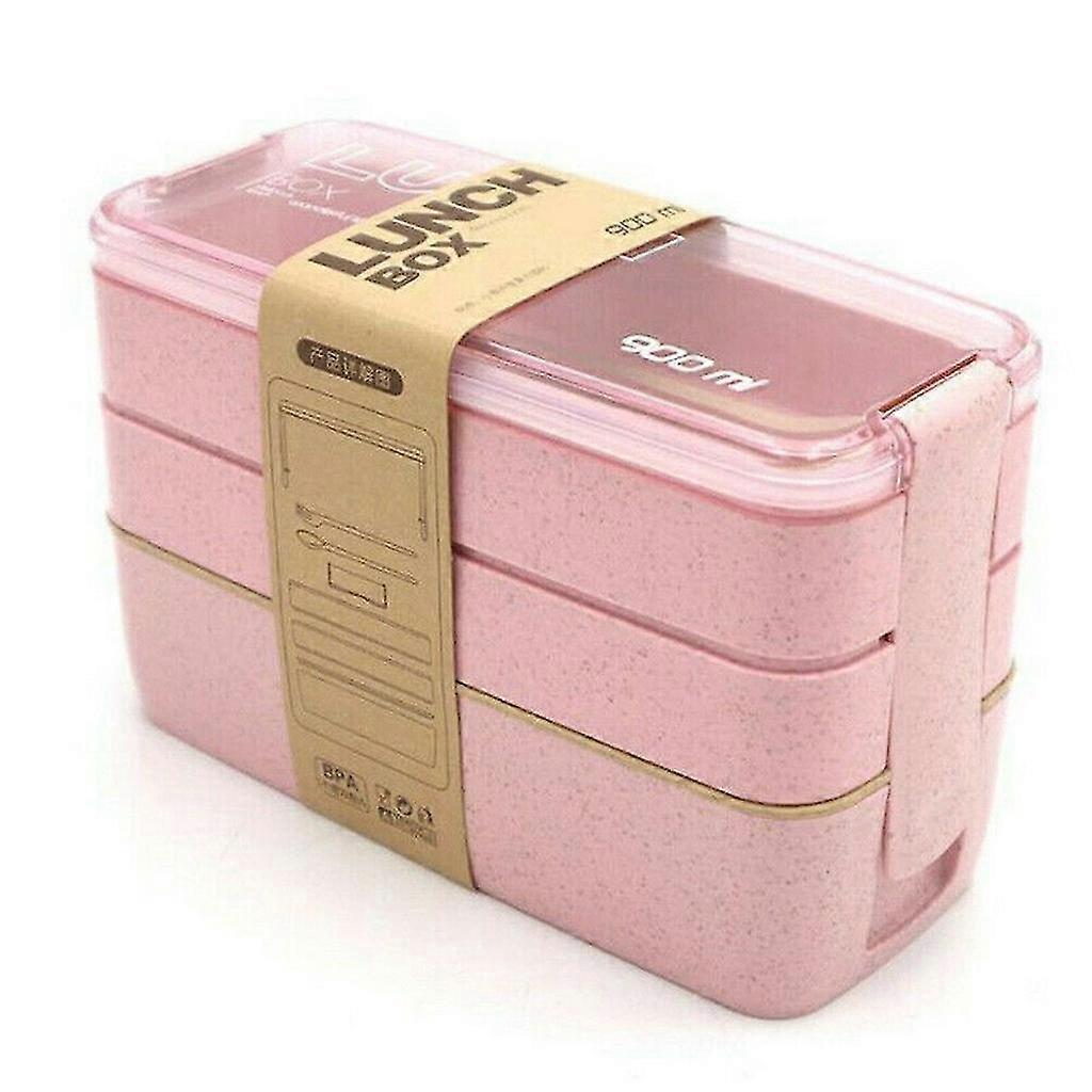 3 Layer Bento Lunch Box Spoon Fork Dinnerware Food Storage Microwave Container