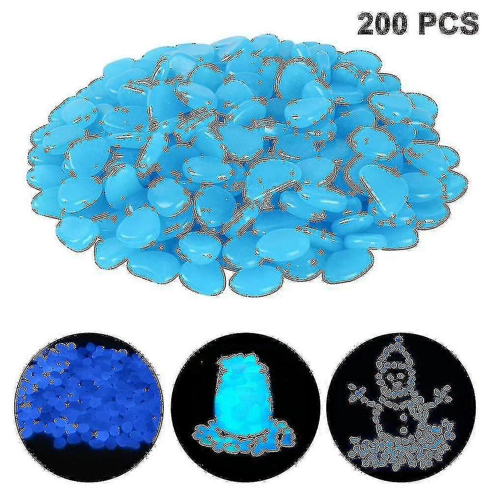 200pcs Plastic Luminous Stone-luminous Stone Light Blue