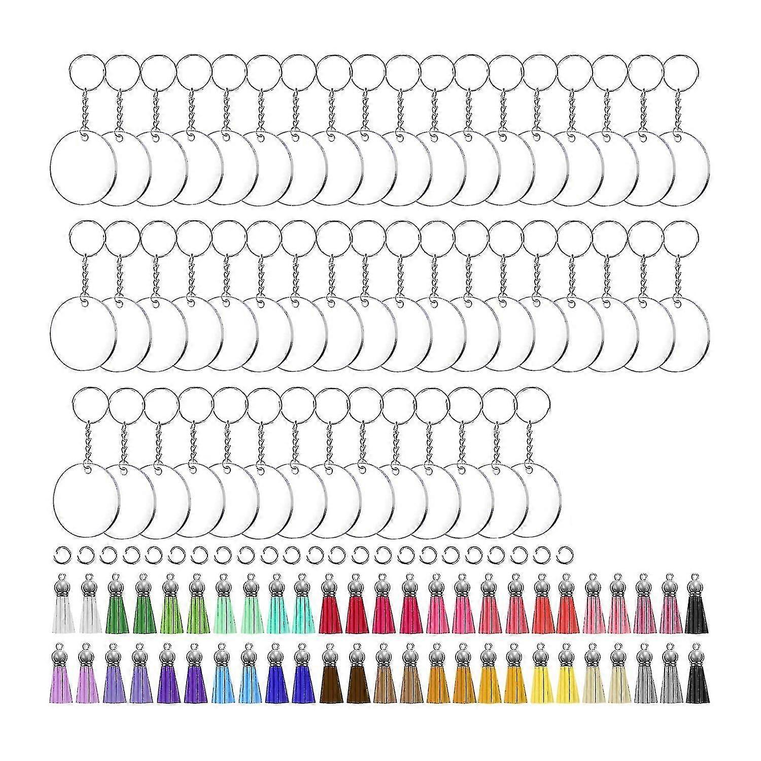 Keychain Acrylic Blank, Tassel, Key Ring And Jump Ring Diy Set