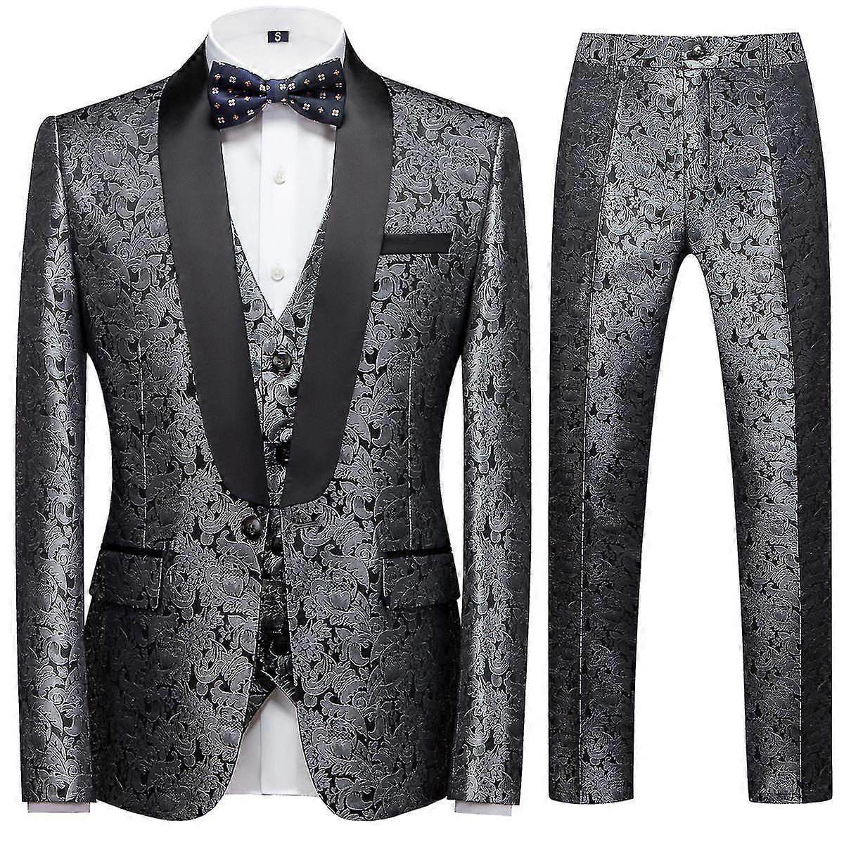 Embroidered Banquet 3Pcs Suits For Men