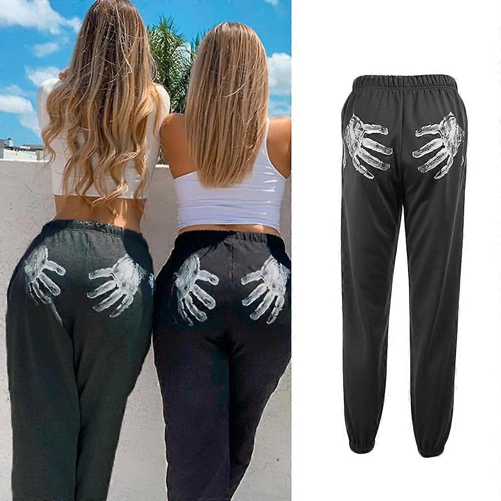 Women Goth Punk Hippie Sweatpants Harajuku Butt Hand for Palm