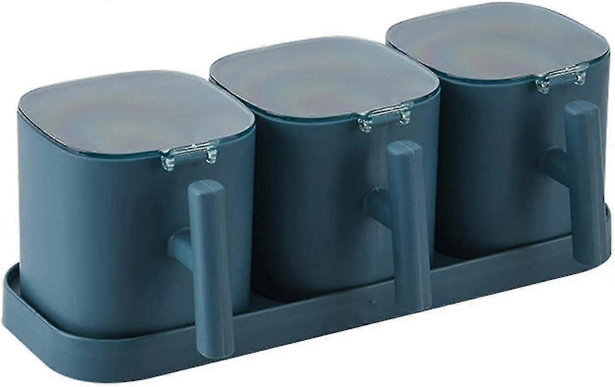 Seasoning Jar Set With Tray Moisture-proof Sealing Seasoning Jar Salt Shaker Kitchen Three-piece Sea