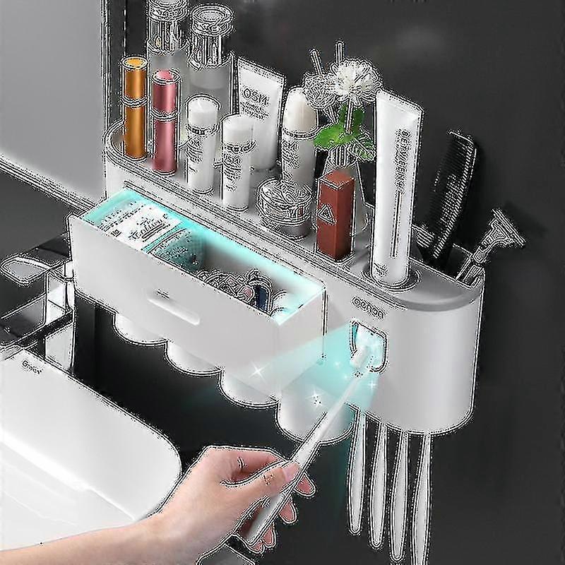 Inverted Magnetic Automatic Toothpaste Dispenser, Toothpaste Squeezer, Wall Storage Rack, Bathroom Accessories