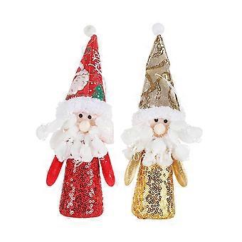 2x Christmas Santa Dolls Light up Dolls for Living Room Front Door Fireplace